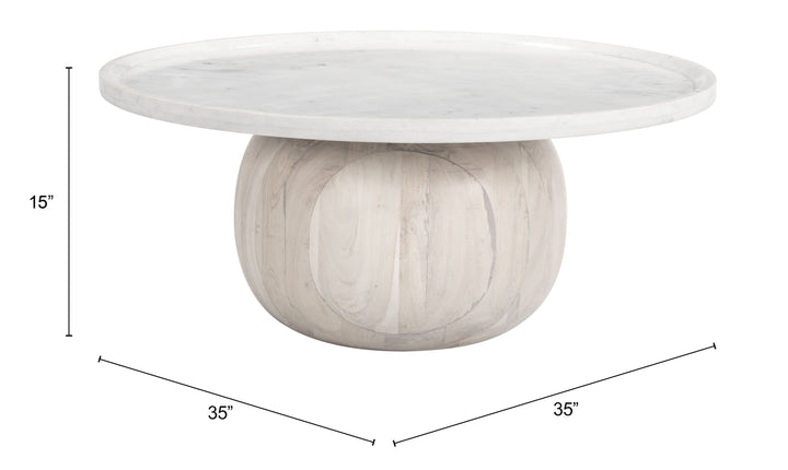 Zuo Savona Coffee Table White & Whitewashed