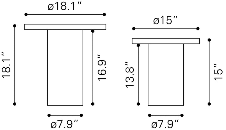 Zuo Fenith Accent Table Set (2-Piece) Natural