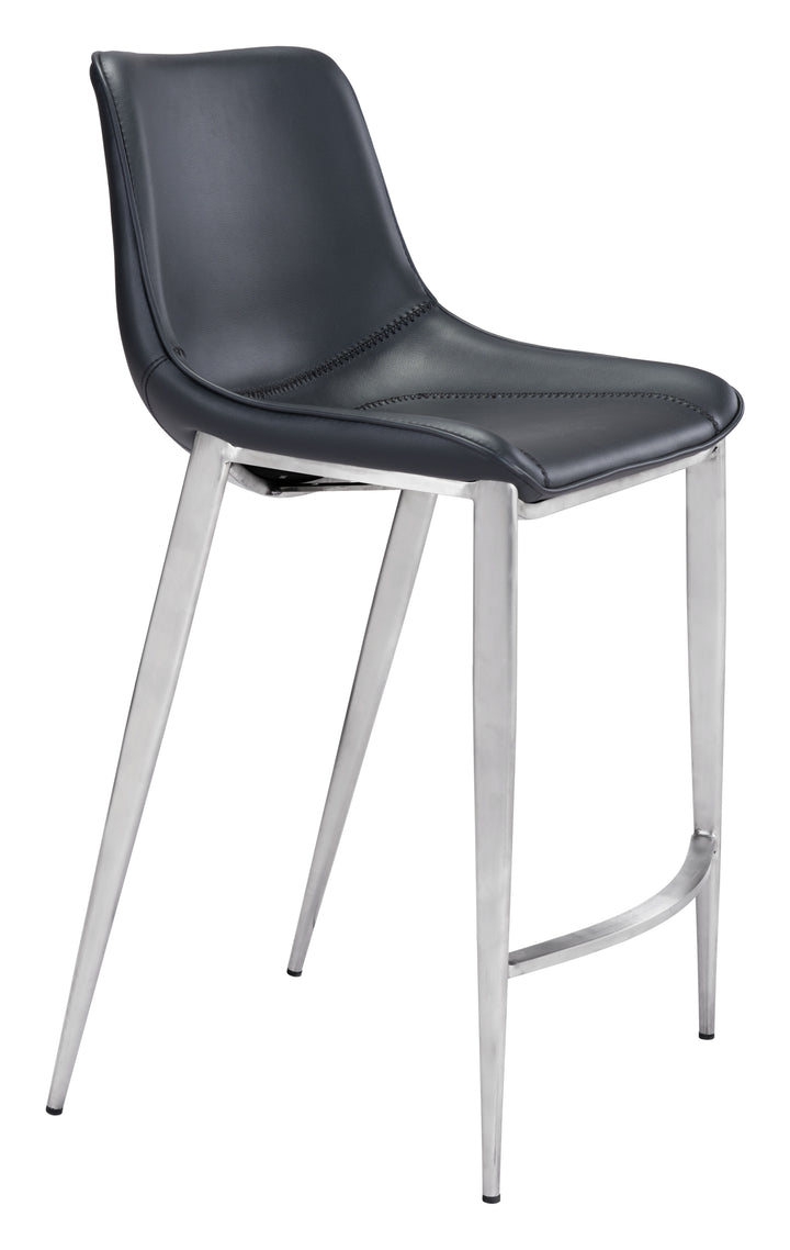 Zuo Magnus Counter Stool (Set of 2) Black & Silver