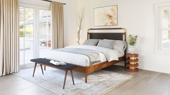Zuo Kazwali Bench Black & Walnut