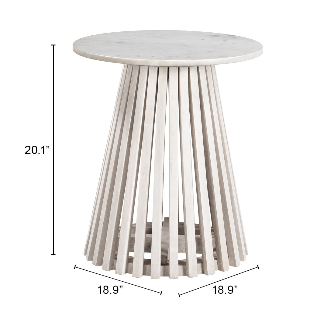 Zuo Mazara Side Table White & Whitewashed