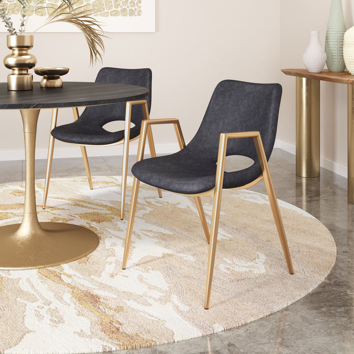Zuo Desi Dining Chair (Set of 2) Black & Gold