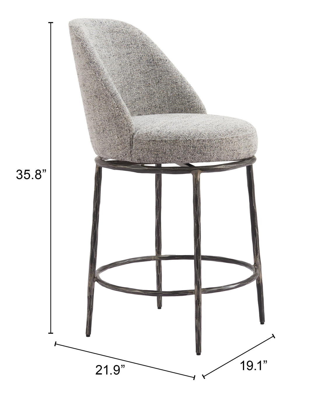 Zuo Nordhavn Swivel Counter Stool Gray