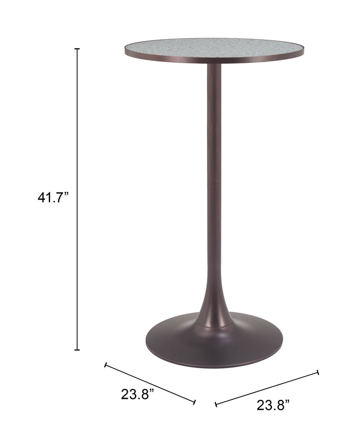 Zuo Bite Bar Table Gray & Bronze