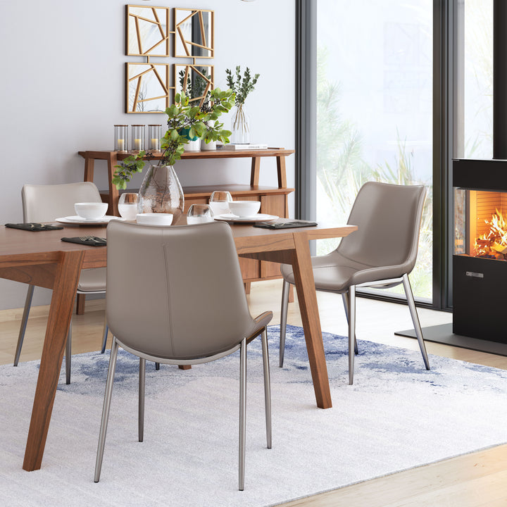 Zuo Magnus Dining Chair (Set of 2) Brown & Silver