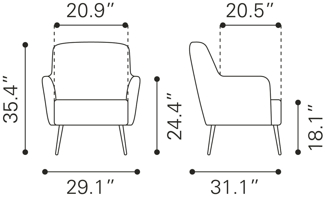 Zuo Tasmania Accent Chair Vintage Brown