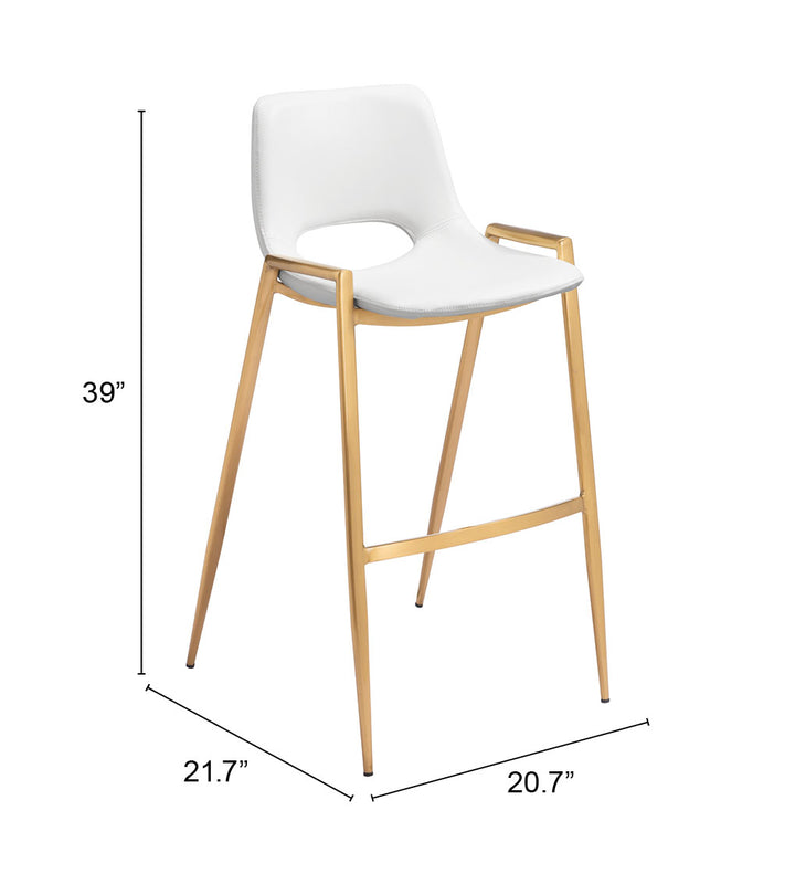 Zuo Desi Barstool (Set of 2) White & Gold