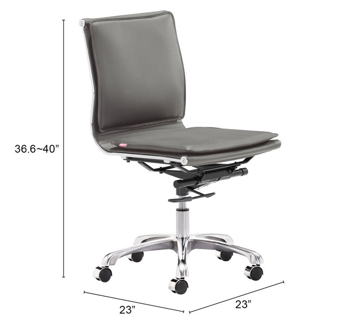 Zuo Lider Plus Armless Office Chair Gray