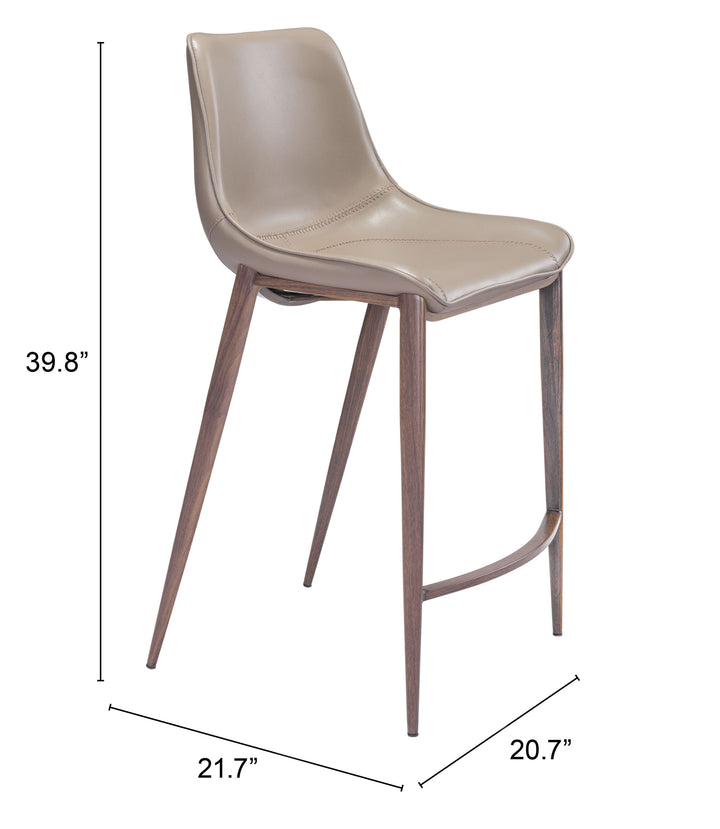 Zuo Magnus Counter Stool (Set of 2) Brown & Walnut