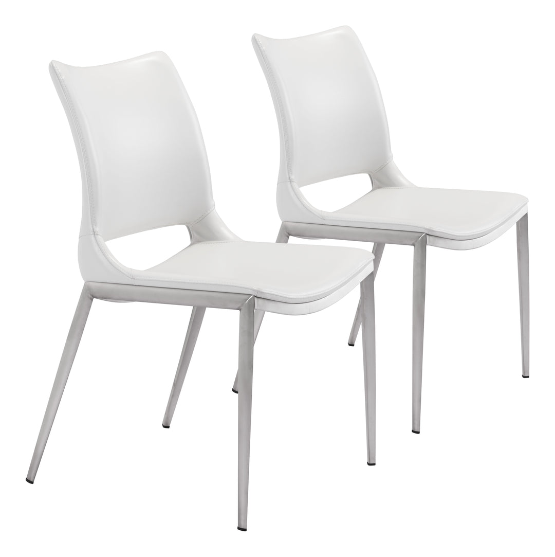 Zuo Ace Dining Chair (Set of 2) White & Silver