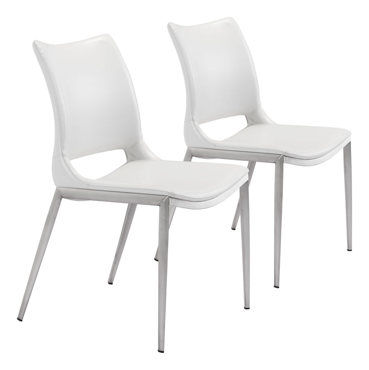 Zuo Ace Dining Chair (Set of 2) White & Silver