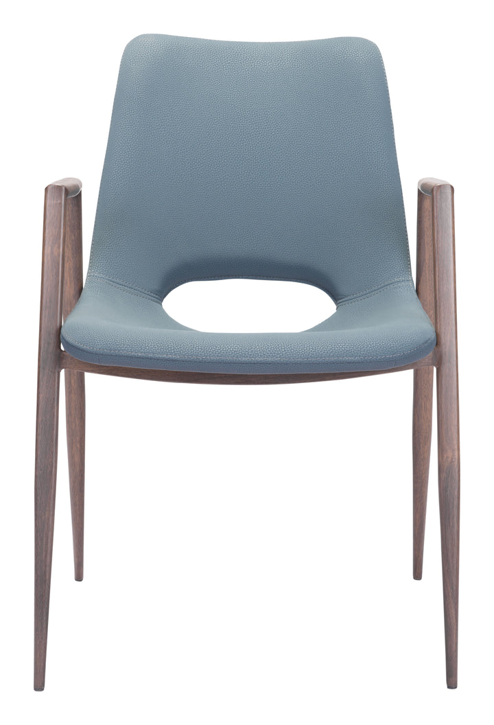 Zuo Desi Dining Chair (Set of 2) Azure Gray & Walnut