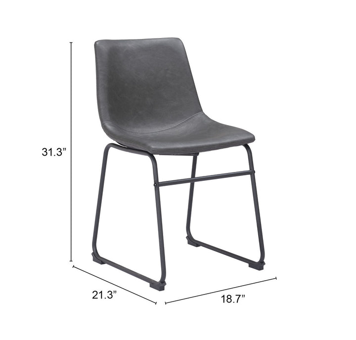 Zuo Smart Dining Chair (Set of 2) Charcoal