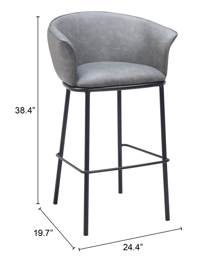 Zuo Garston Barstool Gray