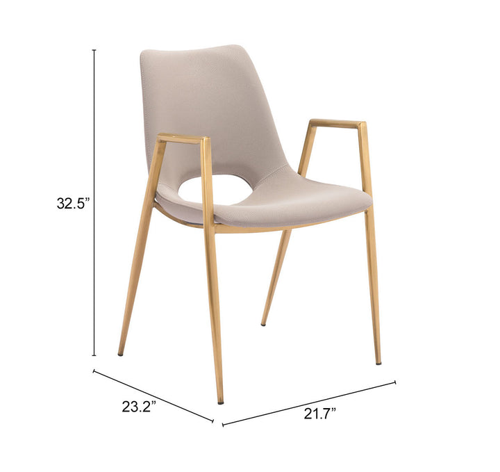Zuo Desi Dining Chair (Set of 2) Beige & Gold
