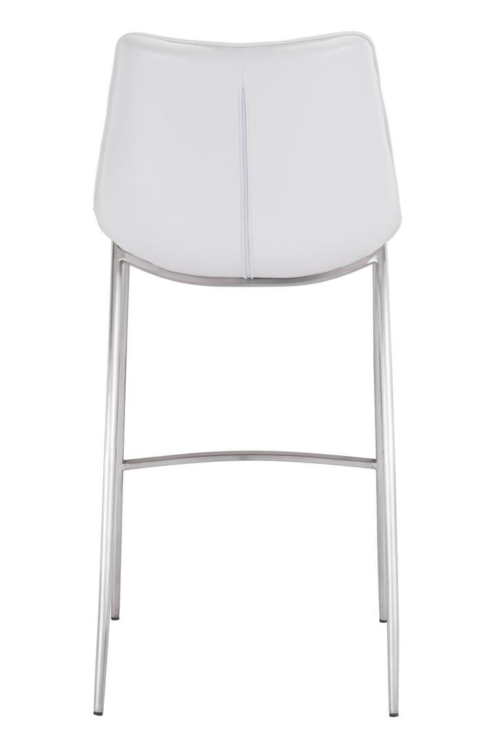 Zuo Magnus Barstool (Set of 2) White & Silver