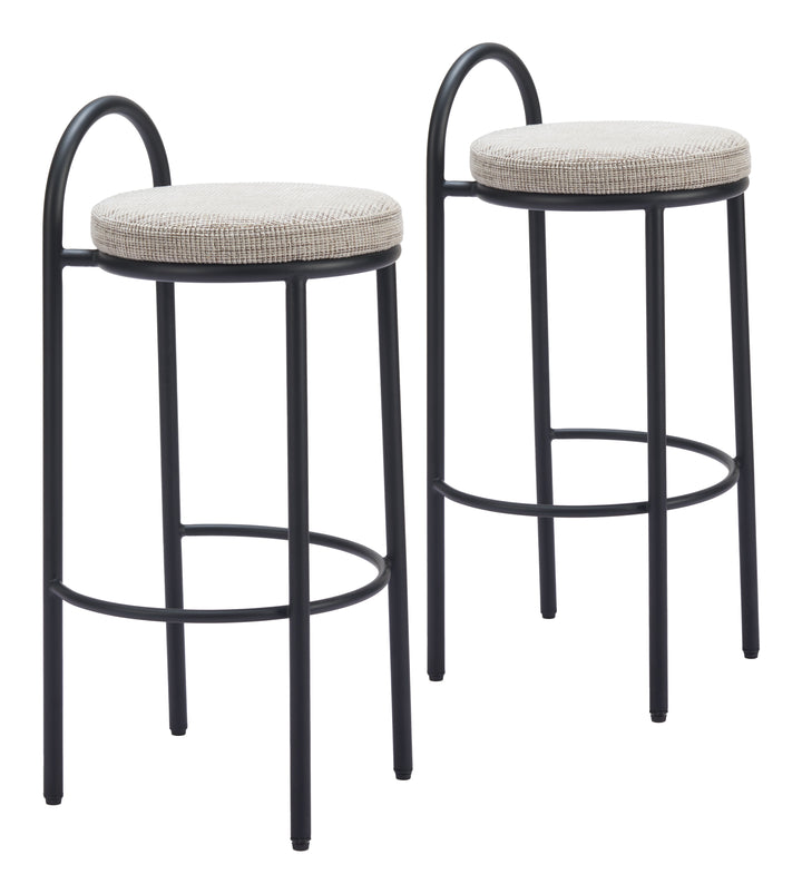 Zuo Sisal Barstool (Set of 2) Beige Tweed