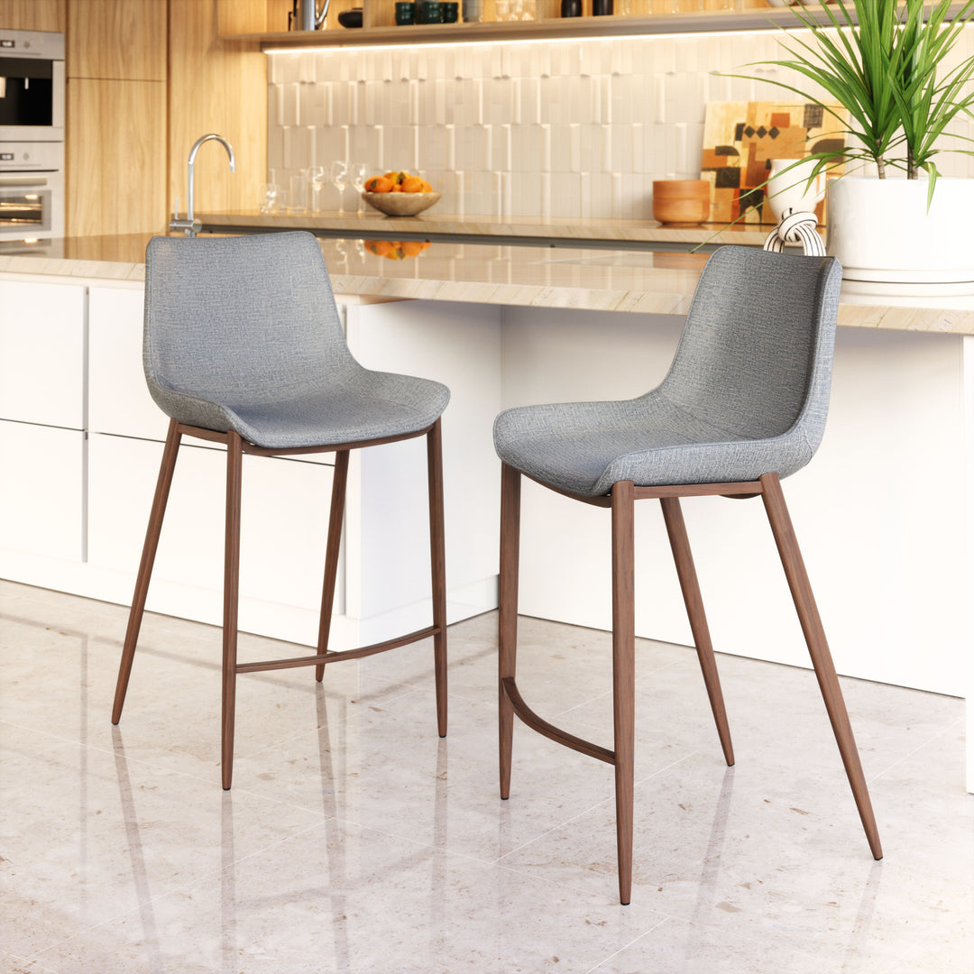 Zuo Magnus Counter Stool (Set of 2) Slate Gray & Walnut