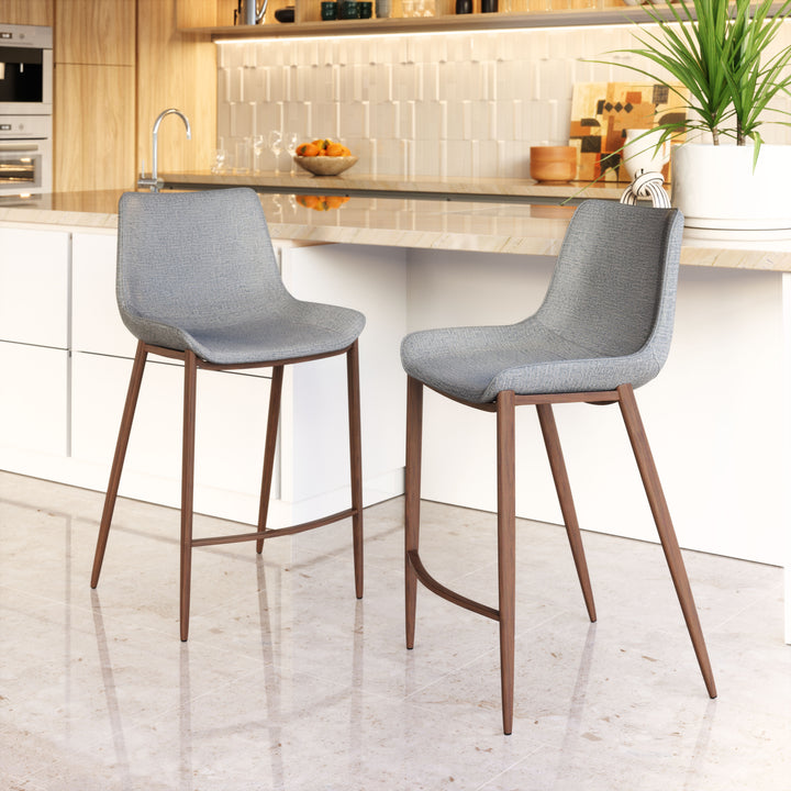 Zuo Magnus Counter Stool (Set of 2) Slate Gray & Walnut