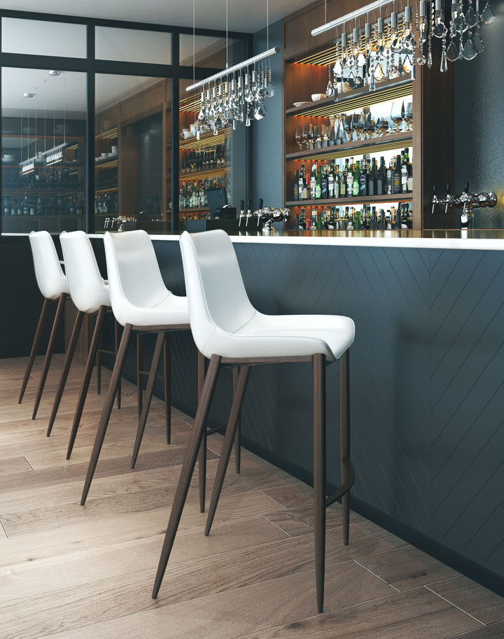 Zuo Magnus Barstool (Set of 2) White & Walnut