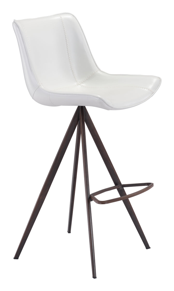 Zuo Aki Barstool (Set of 2) White & Walnut