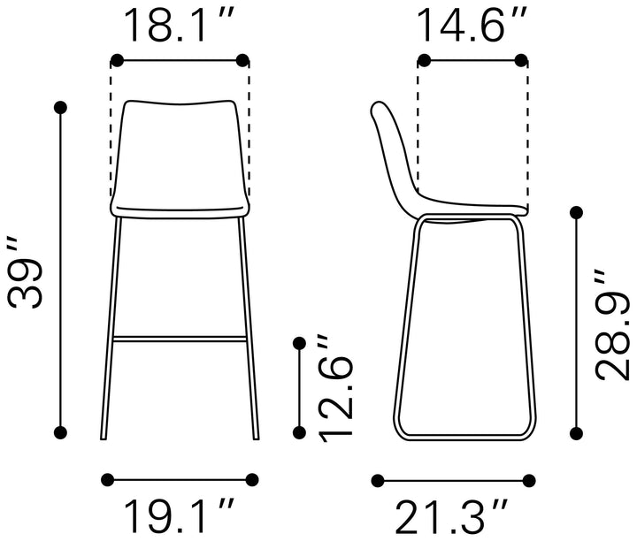 Zuo Smart Barstool (Set of 2) Vintage Espresso