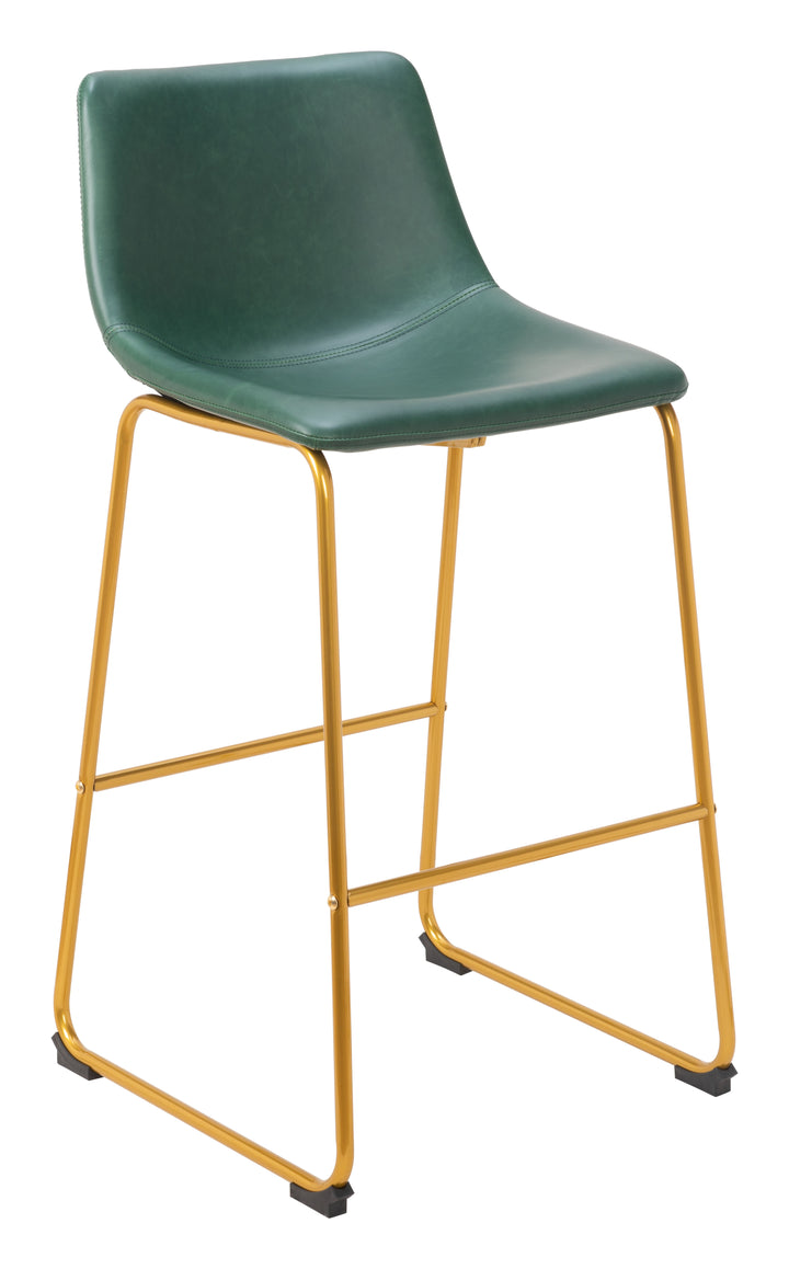 Zuo Augusta Barstool (Set of 2) Green & Gold