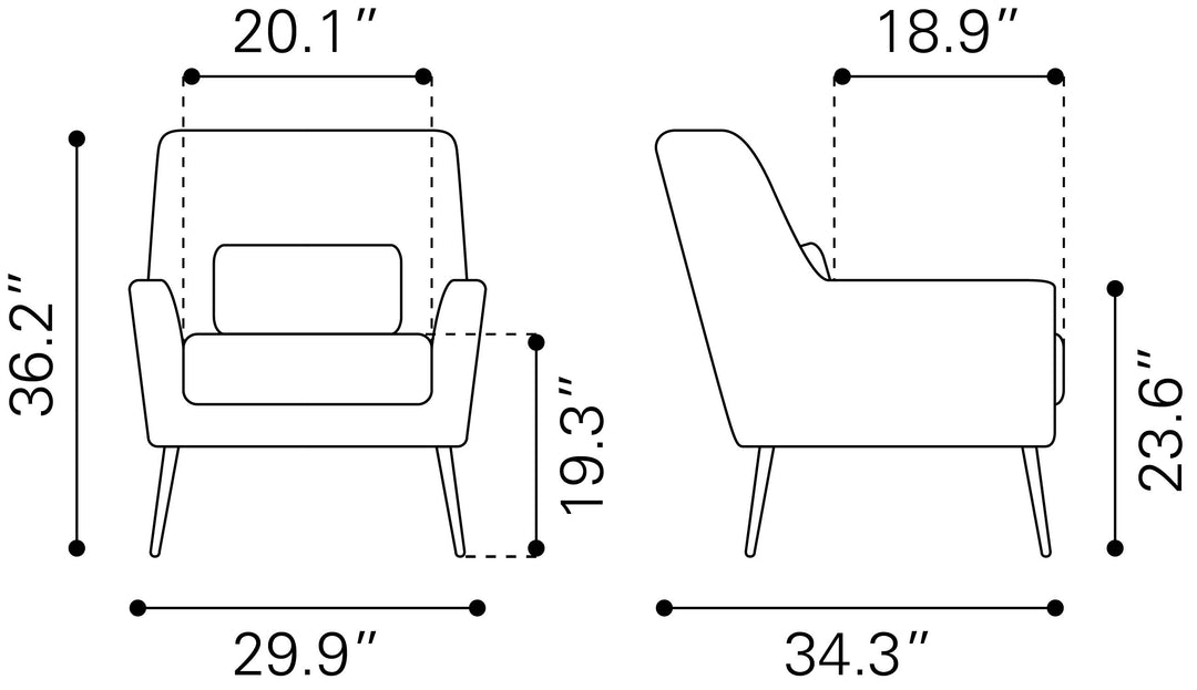 Zuo Ontario Accent Chair Gray