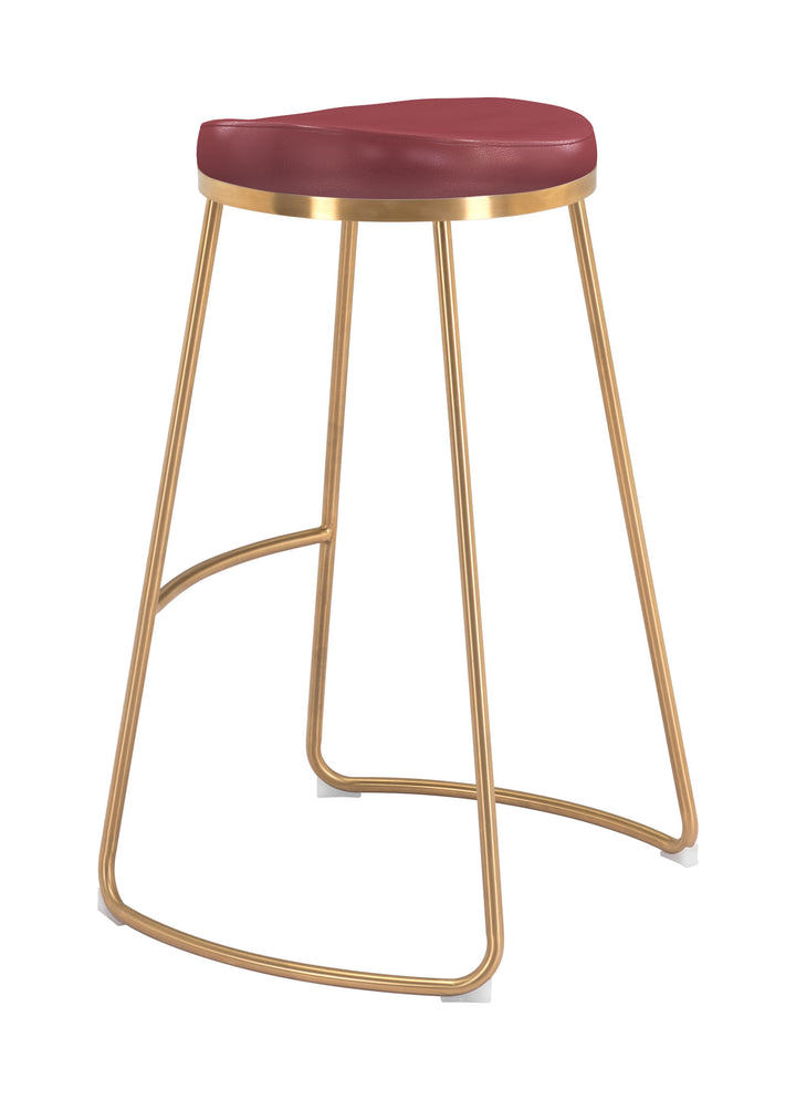 Zuo Bree Barstool (Set of 2) Burgundy & Gold