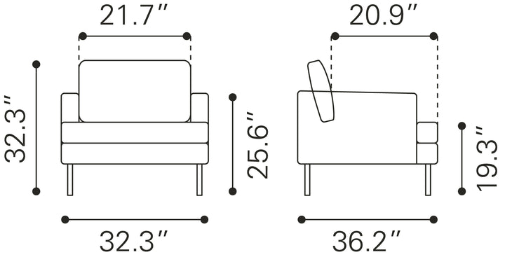 Zuo Decade Armchair Brown