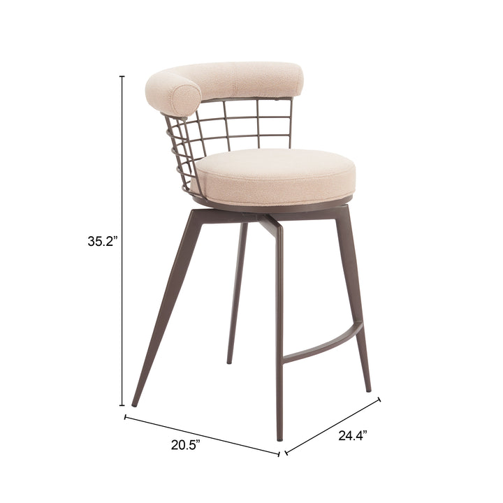 Zuo Saku Swivel Counter Stool Beige & Brown