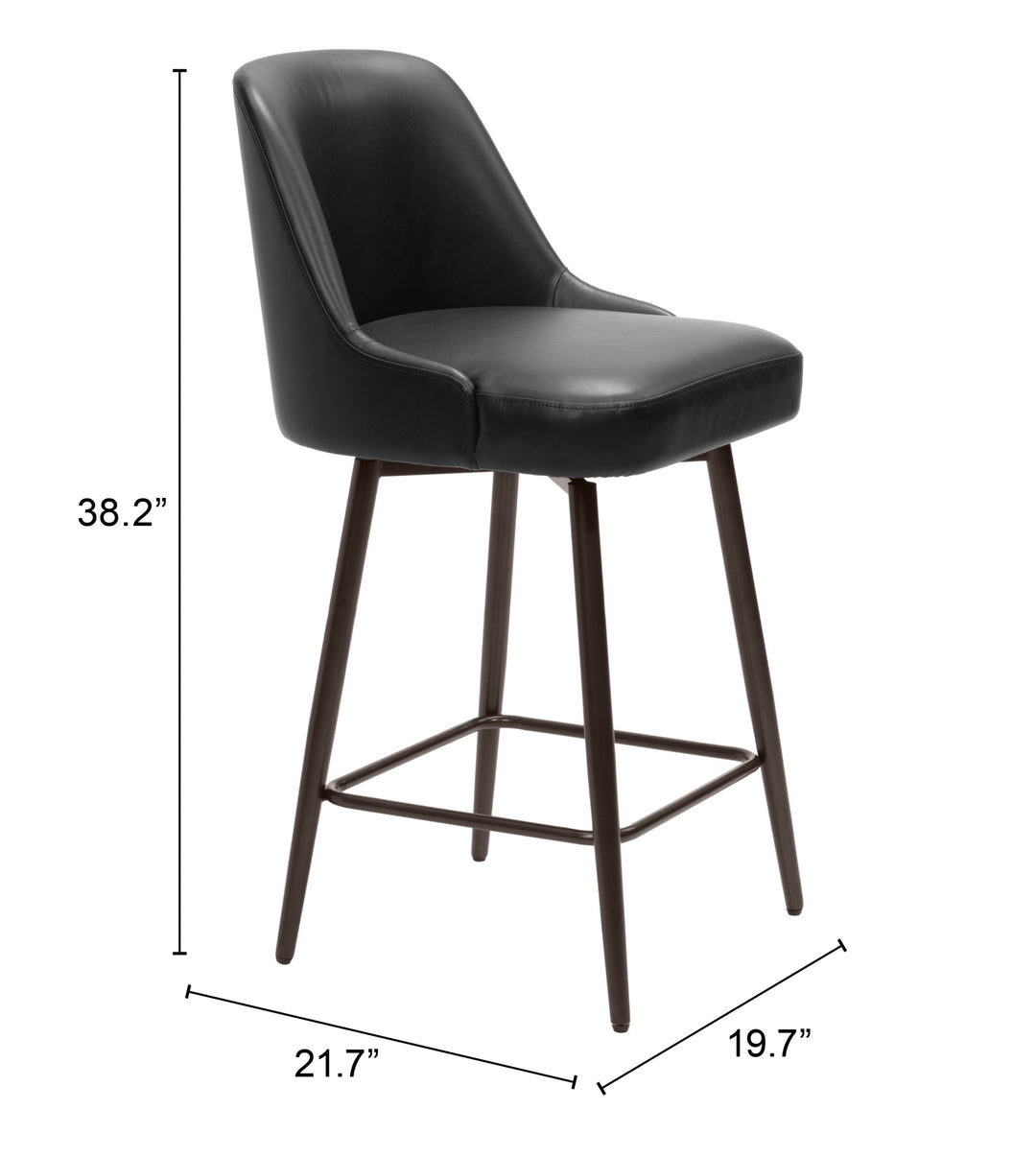 Zuo Keppel Swivel Counter Stool Black & Bronze