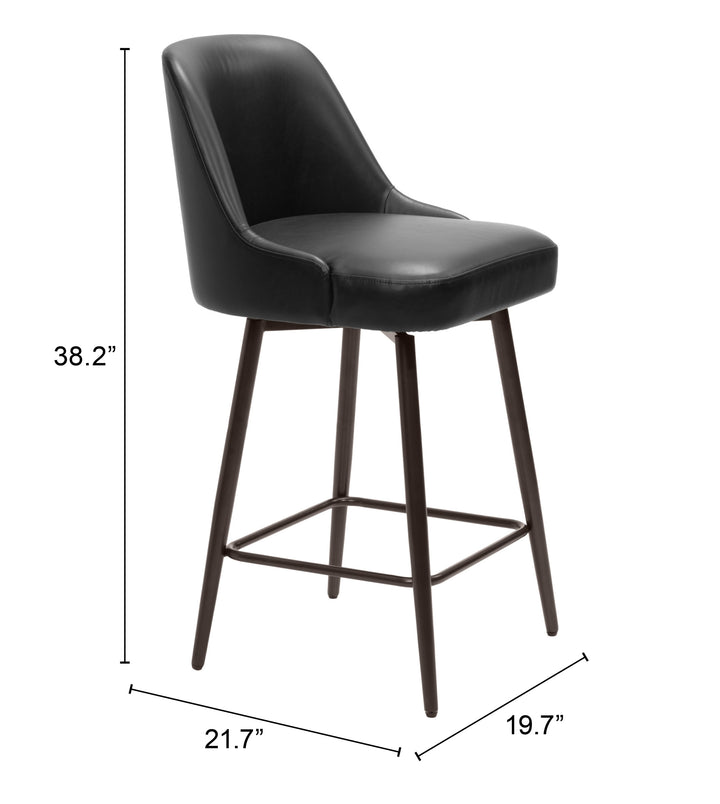 Zuo Keppel Swivel Counter Stool Black & Bronze