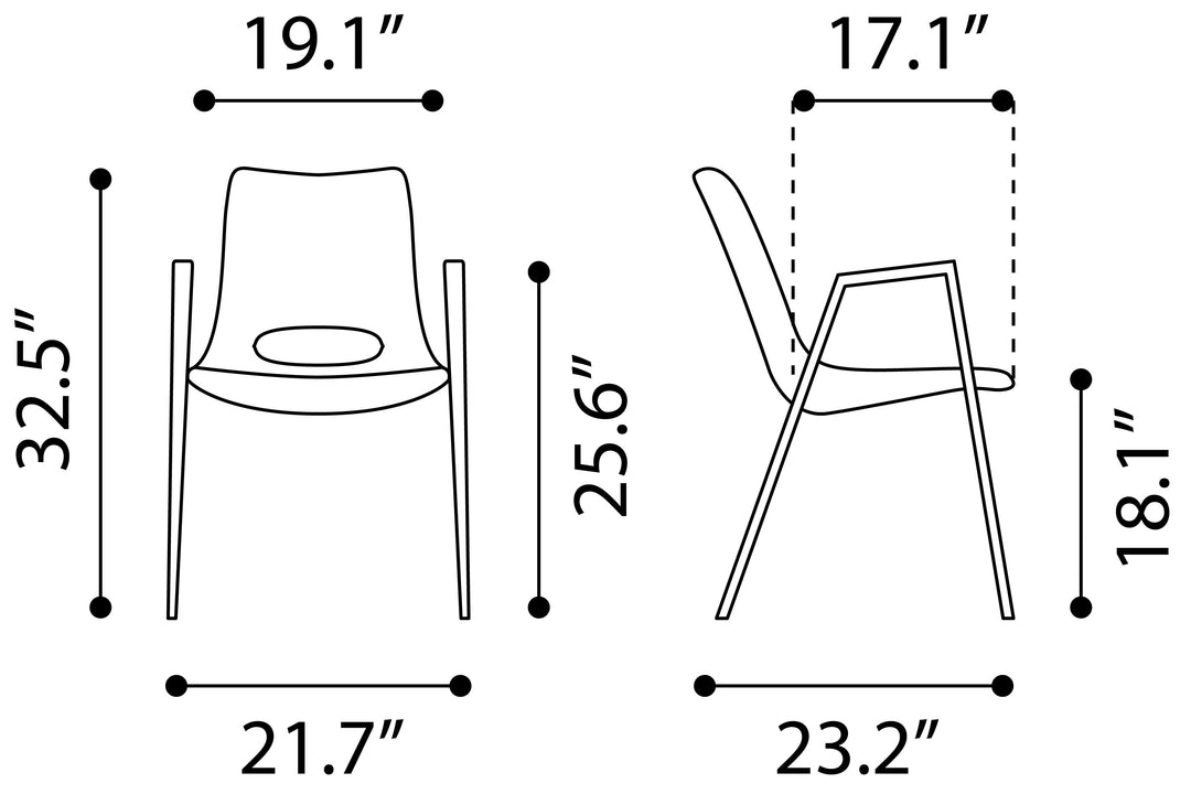 Zuo Desi Dining Chair (Set of 2) Brown & Walnut