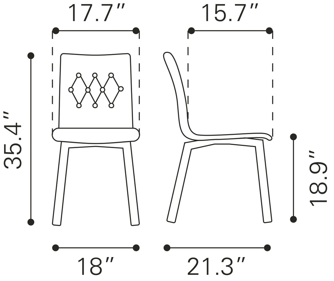 Zuo Orebro Dining Chair (Set of 2) Pea Green