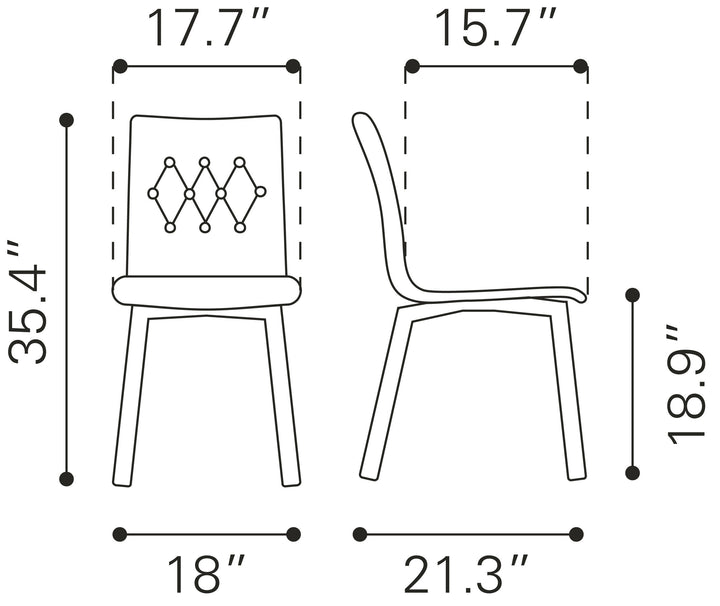 Zuo Orebro Dining Chair (Set of 2) Pea Green