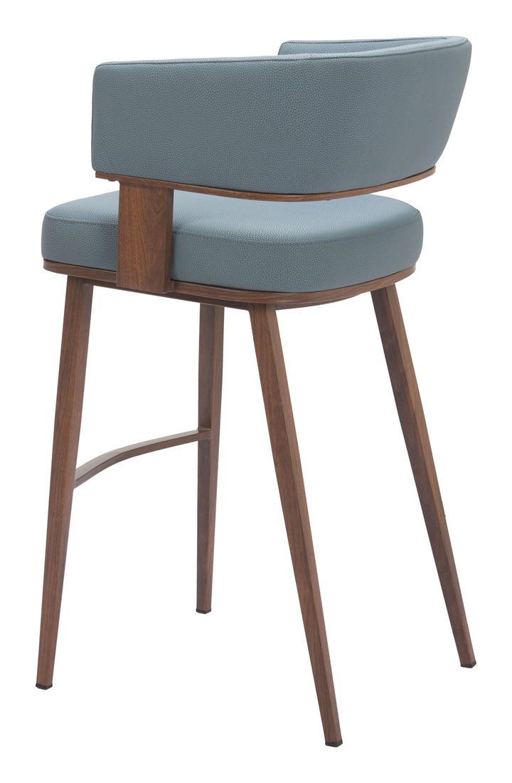 Zuo Poise Barstool Azure Gray & Walnut
