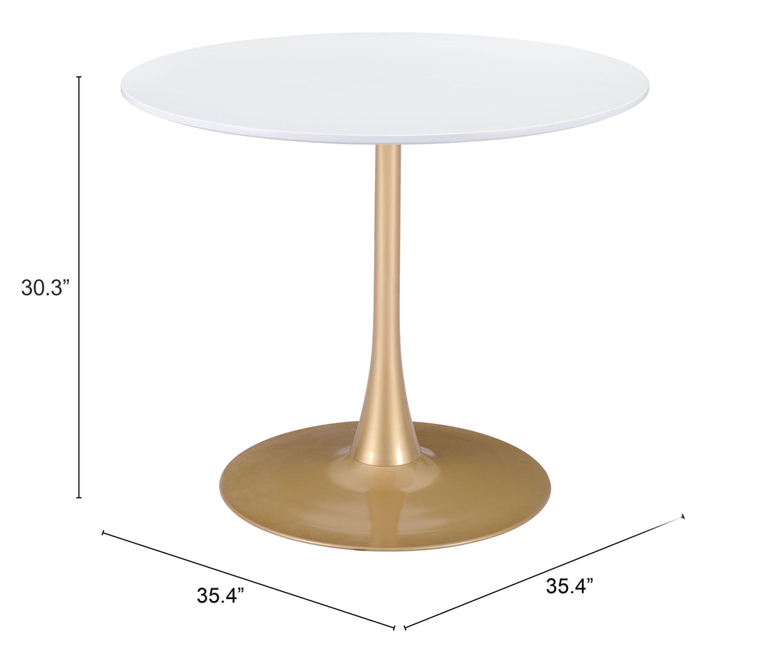 Zuo Opus Dining Table White & Gold