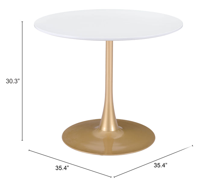 Zuo Opus Dining Table White & Gold