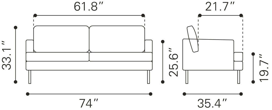 Zuo Decade Sofa Vintage Gray