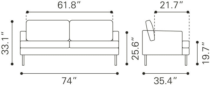 Zuo Decade Sofa Vintage Gray