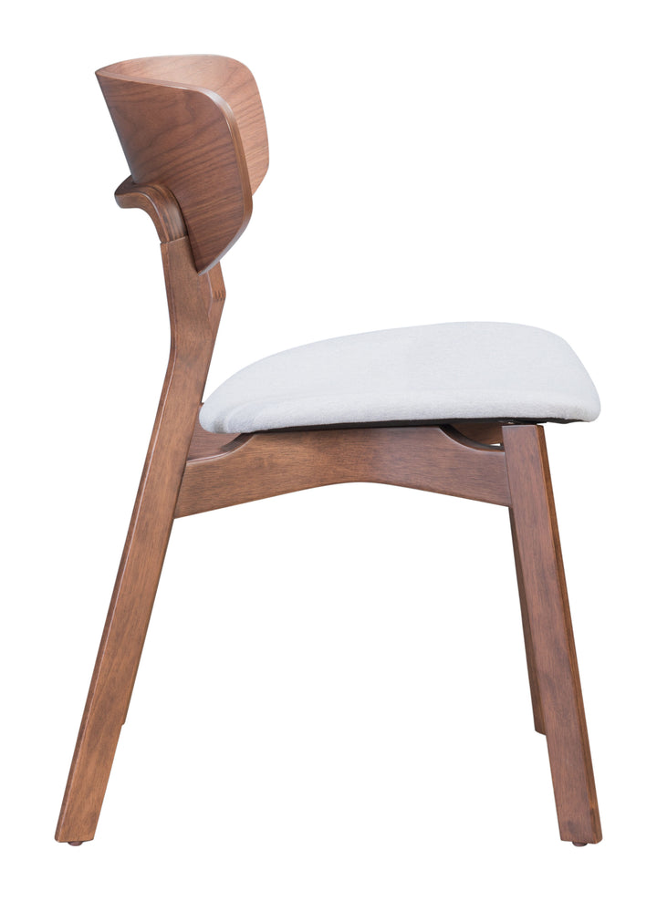 Zuo Russell Dining Chair (Set of 2) Walnut & Light Gray