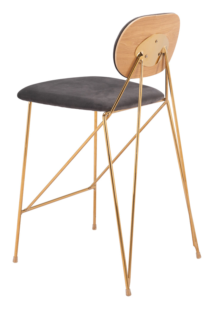 Zuo Georges Counter Stool (Set of 2) Gray & Gold
