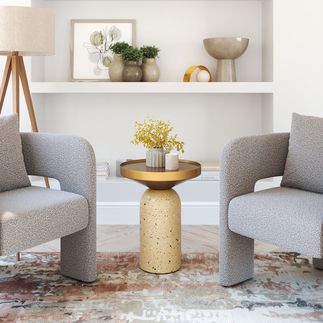Zuo Cendre Side Table Gold & Beige