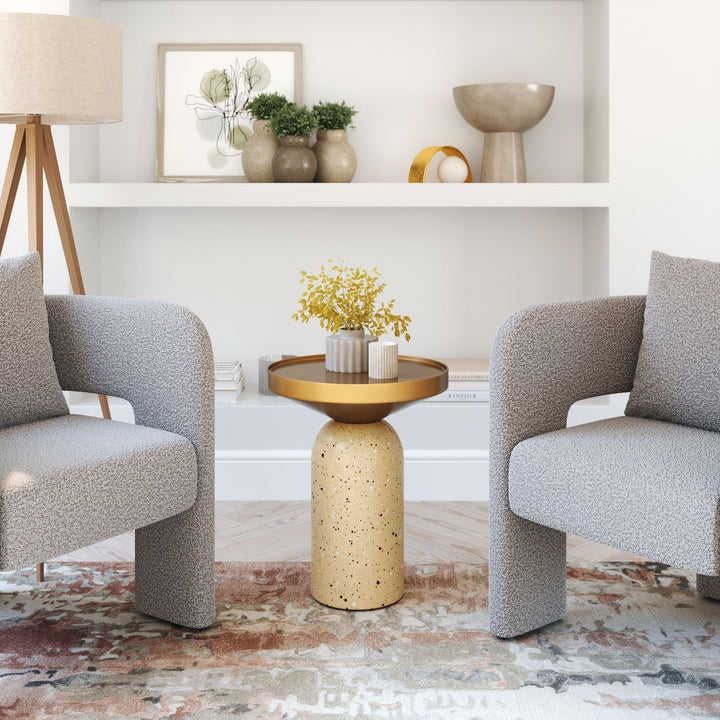 Zuo Cendre Side Table Gold & Beige