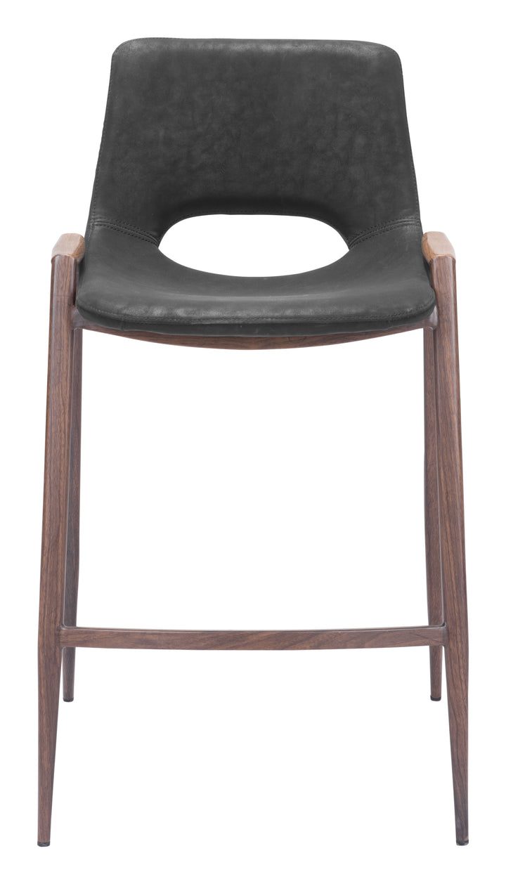 Zuo Desi Counter Stool (Set of 2) Black & Walnut