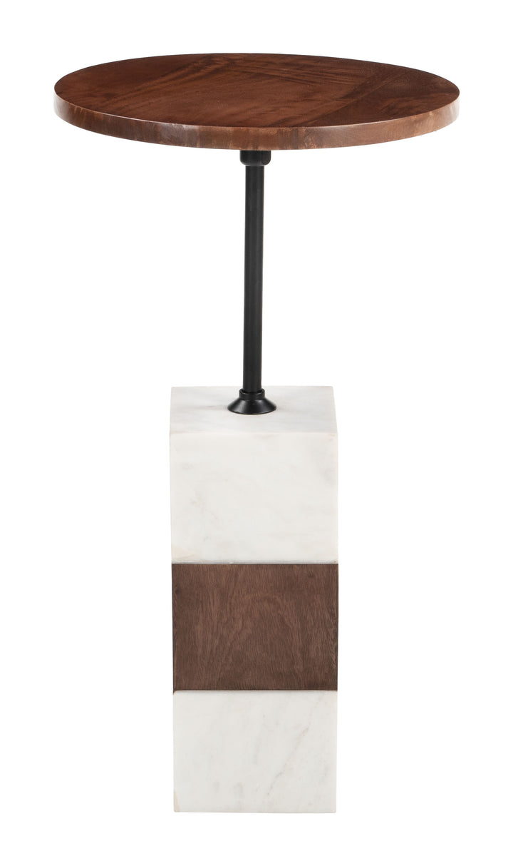 Zuo Stuk Side Table Brown & White