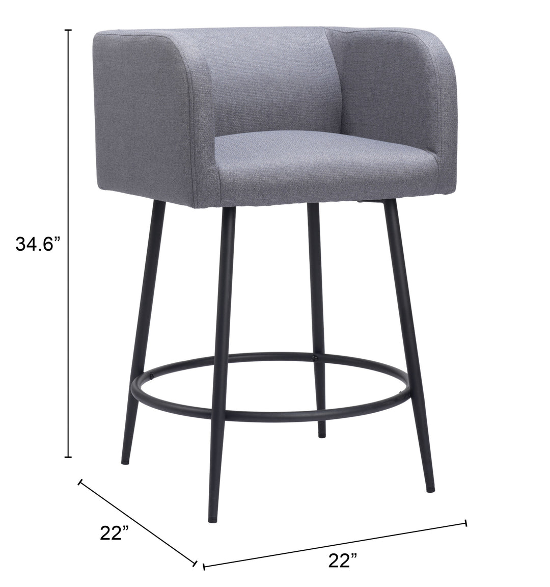 Zuo Horbat Counter Stool (Set of 2) Gray