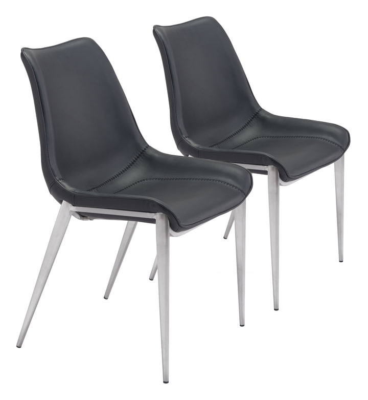 Zuo Magnus Dining Chair (Set of 2) Black & Silver