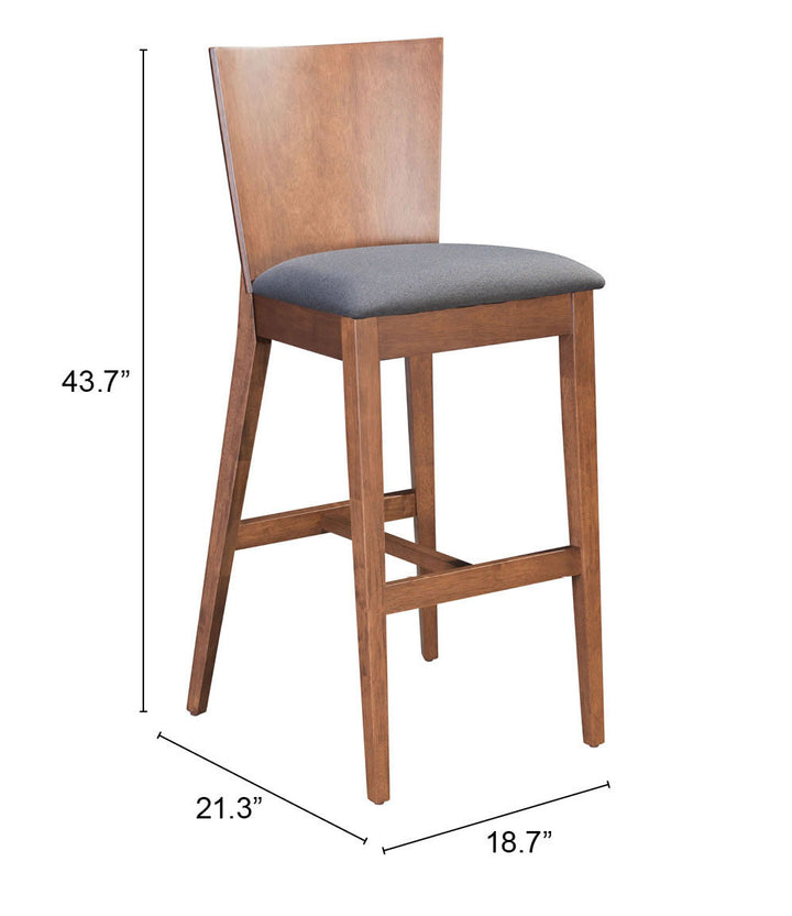 Zuo Ambrose Barstool (Set of 2) Walnut & Dark Gray